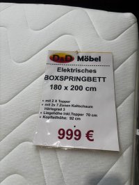 Elektro-Boxspringbett 200×200 cm H3 mit 2 Toppern - Bild 3