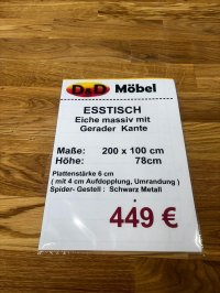 Esstisch 200x100 cm Eiche Massiv mit Spyder-Gestell - Bild 3