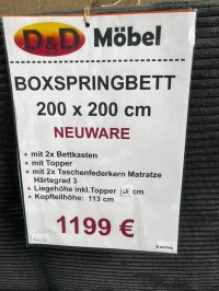 Boxspringbett 200x200 mit Topper & 2 Bettkästen - Bild 4