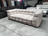 3er Sofa - Eckcouch - Bubble Optik - Webstoff Beige - Bild 1