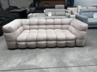3er Sofa - Eckcouch - Bubble Optik - Webstoff Beige - Bild 2