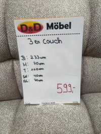 3er Sofa - Eckcouch - Bubble Optik - Webstoff Beige - Bild 3