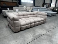 3er Sofa - Eckcouch - Bubble Optik - Webstoff Beige - Bild 4