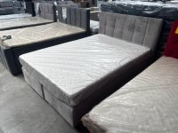 Boxspringbett 140x200 cm Cord Grau mit Topper & Bonellfederkern H3 - Bild 2