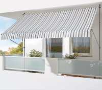 Klemm-Markise 300x150 cm Grau-Weiß - ohne Bohren - Bild 1