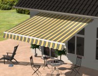 Gelenkarm-Markise 395x250 cm gelb-grün-weiß mit Kurbel - Bild 2
