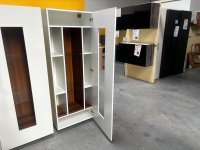 Vitrine Weiß Hochglanz/Nussbaum 60x160 cm - Bild 2