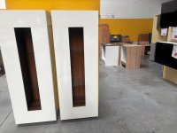 Vitrine Weiß Hochglanz/Nussbaum 60x160 cm - Bild 4