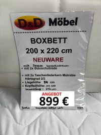 Boxbett 200x220 cm Überlänge mit Topper & 2 Schubkästen - Bild 2