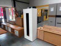 Vitrine Weiß Hochglanz / Nussbaum 60x160 cm - Bild 1