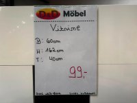 Vitrine Weiß Hochglanz / Nussbaum 60x160 cm - Bild 3