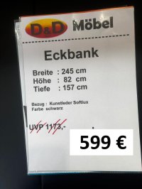 Eckbank Kunstleder Schwarz 245x157 cm Softlux - Bild 3