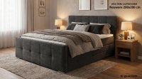 Boxspringbett 200x200 Cord Grau mit 2 Bettkästen & Topper - Bild 7