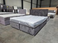 Boxspringbett 160x200 cm Cord Grau mit Bonnellfederkern H3 & Topper - Bild 1