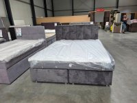 Boxspringbett 160x200 cm Cord Grau mit Bonnellfederkern H3 & Topper - Bild 2