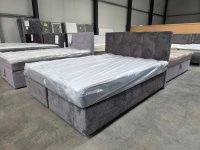 Boxspringbett 160x200 cm Cord Grau mit Bonnellfederkern H3 & Topper - Bild 4