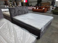 Boxspringbett 160x200 cm Cord Grau mit Bonnellfederkern H3 & Topper - Bild 5