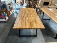 Esstisch Eiche massiv 200x90 cm U-Gestell Schwarz - Bild 2