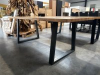 Esstisch Eiche massiv 200x90 cm U-Gestell Schwarz - Bild 4
