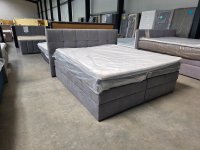 Boxspringbett 180x200 cm Grau mit 2 Bettkästen & Topper - Bild 1