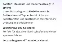 Boxspringbett 180x200 cm Grau mit 2 Bettkästen & Topper - Bild 2