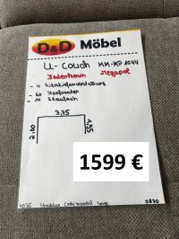 Megapol U-Wohnlandschaft Federkord Stoff Beige - Bild 3