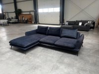 Ecksofa Samt Grau-Blau mit Wellenfederung (Einzelstück) - Bild 1