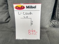 Ecksofa Samt Grau – Wellenfederung, Lose Kissen, Einzelstück - Bild 3
