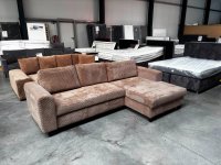 Ecksofa Cord Cappuccino mit Schlaffunktion & Bettkasten - Bild 1