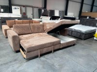 Ecksofa Cord Cappuccino mit Schlaffunktion & Bettkasten - Bild 2