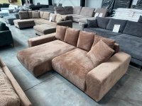 Ecksofa mit Schlaffunktion & Bettkasten – Cord Cappuccino - Bild 1