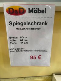 Badspiegelschrank 80 cm mit LED-Lampe & Steckdose - Bild 3