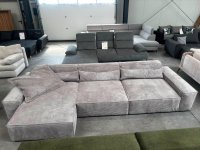 Ecksofa Cordstoff Grau XXL Big Couch Einzelstück - Bild 1