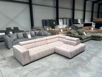 Ecksofa mit Schlaffunktion & Bettkasten – Beige Webvelour - Bild 1