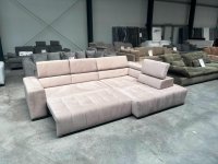Ecksofa mit Schlaffunktion & Bettkasten – Beige Webvelour - Bild 2