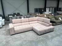 Ecksofa mit Schlaffunktion & Bettkasten – Beige Webvelour - Bild 4