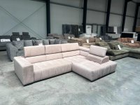 Ecksofa mit Schlaffunktion & Bettkasten – Beige Webvelour - Bild 5
