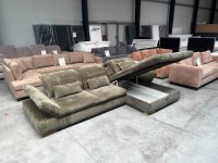 Ecksofa Cord Grün mit Sitztiefenverstellung & Bettkasten - Bild 2