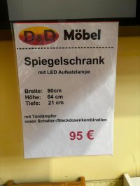 Spiegelschrank 80 cm mit LED-Lampe, Softclose, Graphit - Bild 3