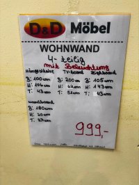 4-teilige Wohnwand Eiche Artisan teilmassiv Grau - Bild 3