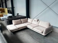 Ecksofa Samt Beige Einzelstück mit Wellenfederung - Bild 1