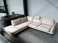Ecksofa Samt Beige Einzelstück mit Wellenfederung - Bild 3