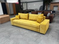 Schlafsofa Cord Gelb mit Federkern & Topper - Bild 1