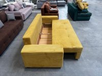 Schlafsofa Cord Gelb mit Federkern & Topper - Bild 2