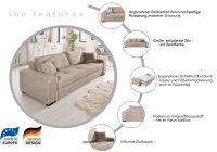 Schlafsofa Cord Gelb mit Federkern & Topper - Bild 3