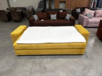 Schlafsofa Cord Gelb mit Federkern & Topper - Bild 5