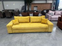 Schlafsofa Cord Gelb mit Federkern & Topper - Bild 7