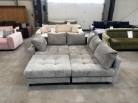 Ecksofa Cord Hellgrau mit Hocker & Bettfunktion - Bild 5