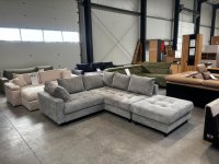 Ecksofa Cord Hellgrau mit Hocker & Bettfunktion - Bild 6