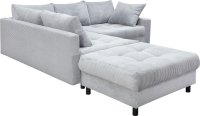 Ecksofa Cord Hellgrau mit Hocker & Bettfunktion - Bild 7